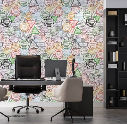 ورق حائط-أختام-wallpaper-مجموعة من بلدان العالم-ألوان-Stamps