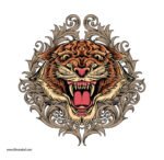 استيكر-ملصق ديكور-رأس نمر-زخارف-القوة-Tiger