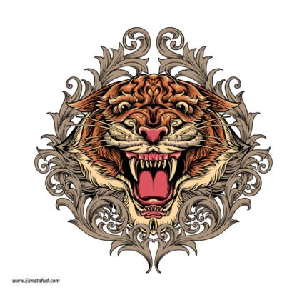 استيكر-ملصق ديكور-رأس نمر-زخارف-القوة-Tiger