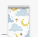 ⁦ورق حائط-نجوم-هلال-سحابات-ألوان-Clouds⁩ - الصورة ⁦2⁩