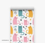⁦ورق حائط-قطط-wallpaper-cats-ألوان زاهية⁩ - الصورة ⁦2⁩