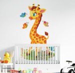 ⁦ملصق عملاق-زرافة-فراشات-زهور وأوراق الشجر-giraffe⁩ - الصورة ⁦3⁩