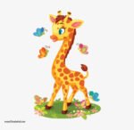 ⁦ملصق عملاق-زرافة-فراشات-زهور وأوراق الشجر-giraffe⁩ - الصورة ⁦2⁩
