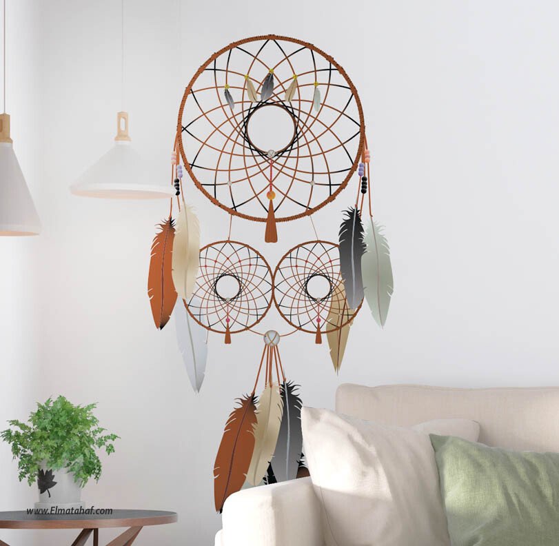 Elmatahaf-HBR-009-دريم كاتشر-Dream Catcher-استيكرات-ملصقات-المتحف_2 دريم كاتشر-Dream Catcher-ألوان كلاسيكية-ريش-Feathers - الصورة 1