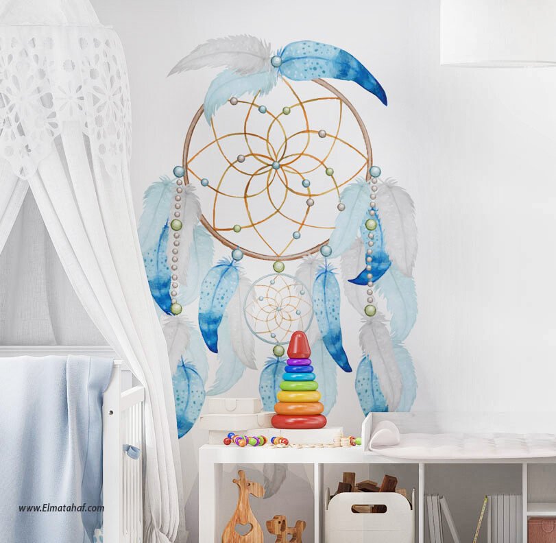 Elmatahaf-HBR-012-دريم-كاتشر-Dream-Catcher-استيكرات-ملصقات-المتحف_1 دريم كاتشر-Dream Catcher-ألوان زاهية-ريش-Feathers - الصورة 1