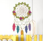 ⁦دريم كاتشر-Dream Catcher-زهور-ريش ملون-ألوان البهجة والسعادة⁩ - الصورة ⁦3⁩