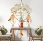 دريم كاتشر-تأثير الألوان المائية الرائعة-ريش-زهور-Flowers-Dream Catcher