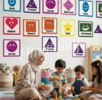 استيكر ملصق ديكور تعليمي عالم الأشكال المرحة