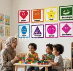 ⁦استيكر ملصق ديكور تعليمي عالم الأشكال المرحة⁩ - الصورة ⁦4⁩