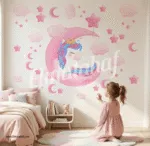 ⁦استيكر يوني كورن مع النجوم والسحب⁩ - الصورة ⁦3⁩